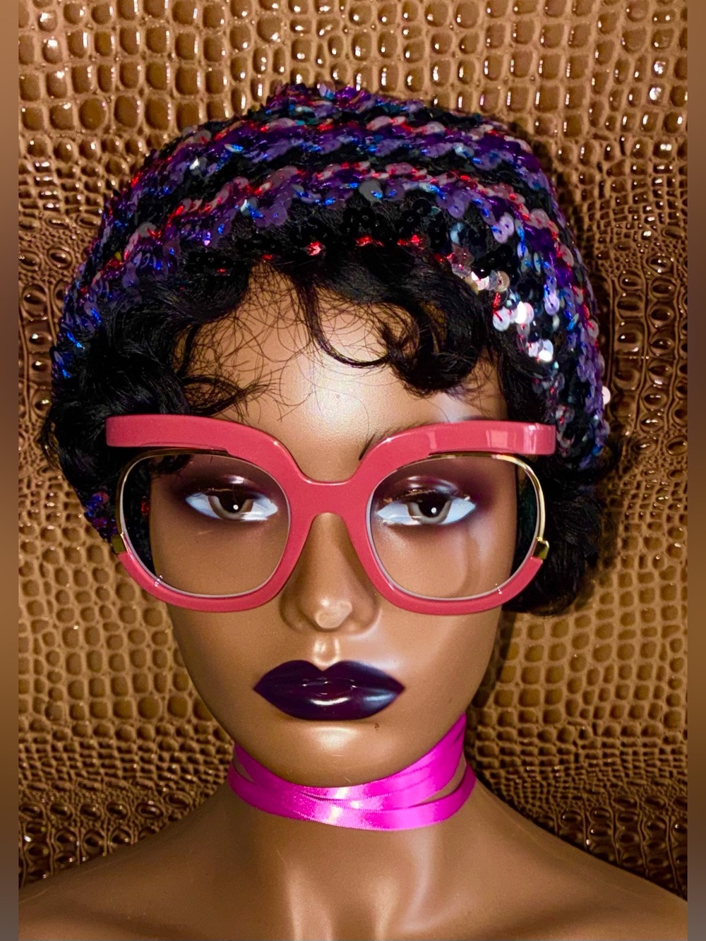 Ashley Stewart Sequin Beret Hat — Purple • Blue • Red • Black — OS